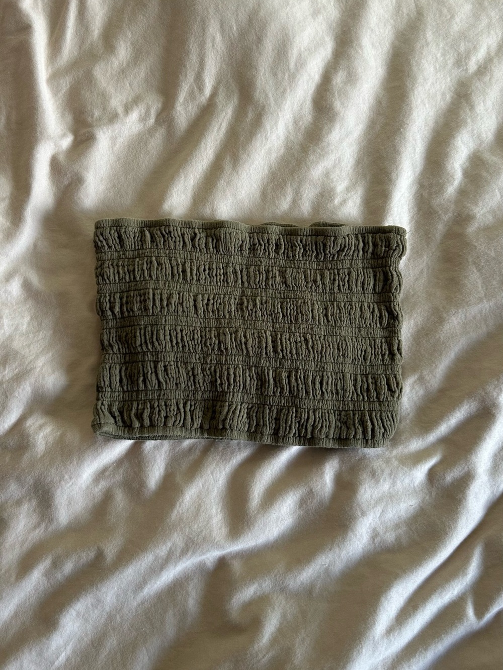 Olive Ruched Tube Top